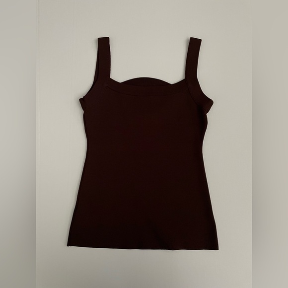 RECTO Brown Curved Neck Tank Top Ribbed knit medium - Picture 6 of 7